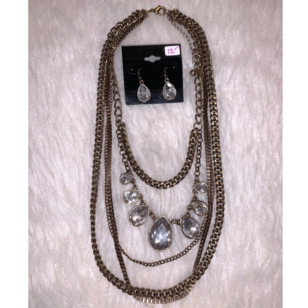 Layered Chainlink Necklace/Earring Set